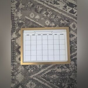 Gold Framed Monthly Dry-Erase Calendar - Home Office Organizer